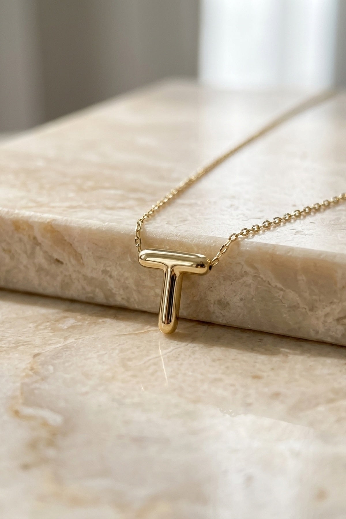 Signature 14k Gold Initial Necklace - T
