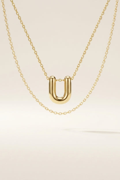 Signature 14k Gold Initial Necklace - U