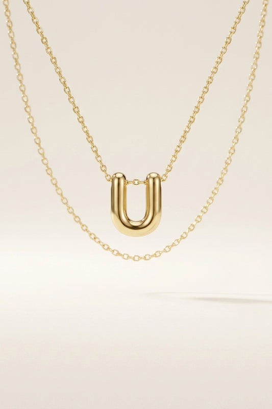 Signature 14k Gold Initial Necklace - U