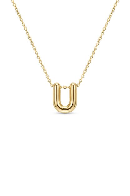 Signature 14k Gold Initial Necklace - U