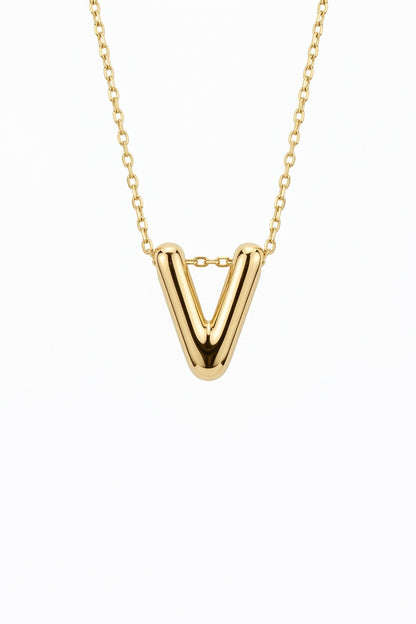 Signature 14k Gold Initial Necklace - V