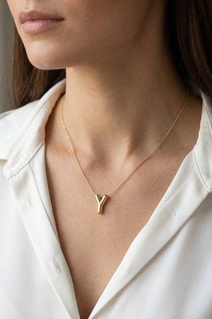 Signature 14k Gold Initial Necklace - Y