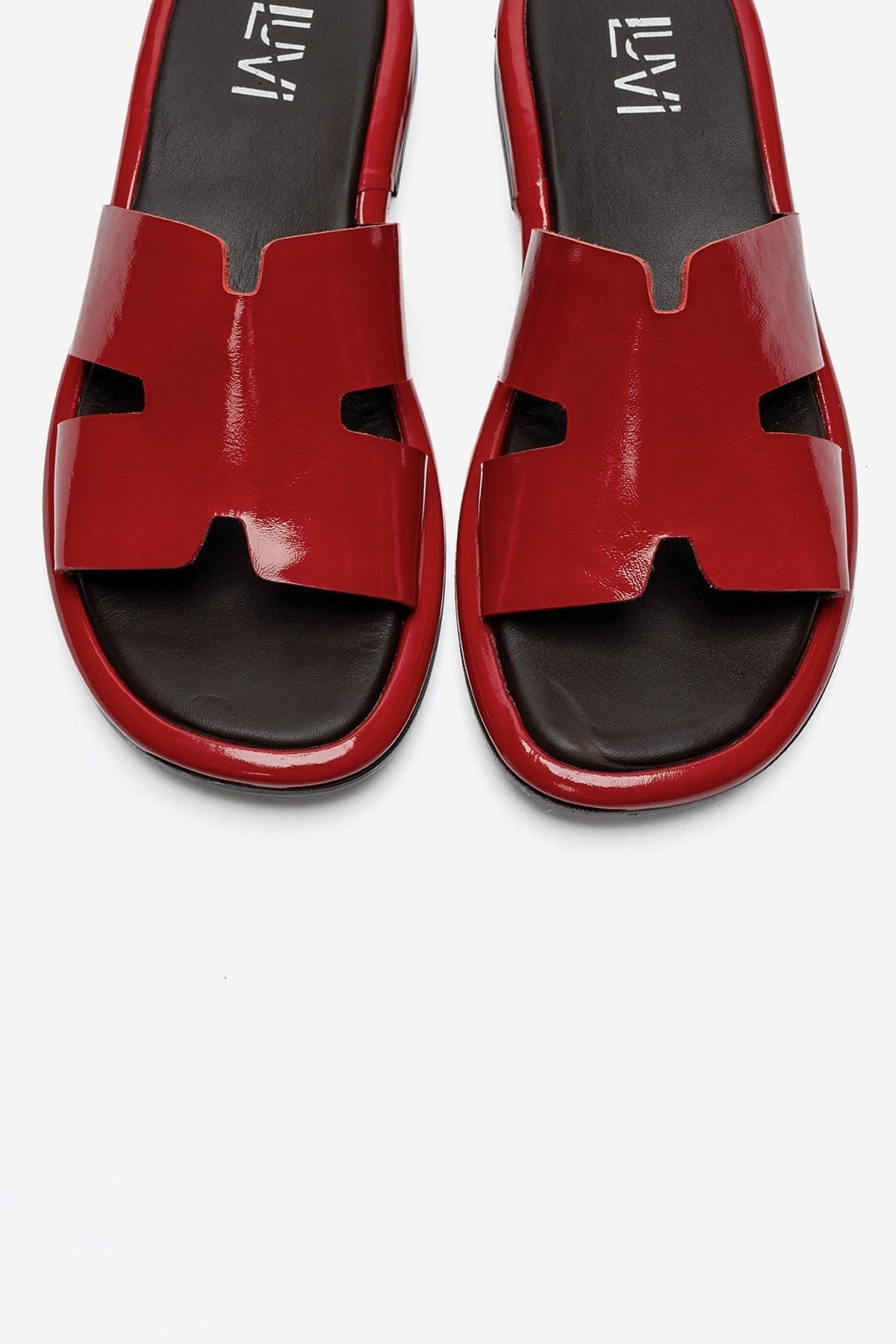 BRIO - Red Patent Genuine Leather Flat Slide (Women)