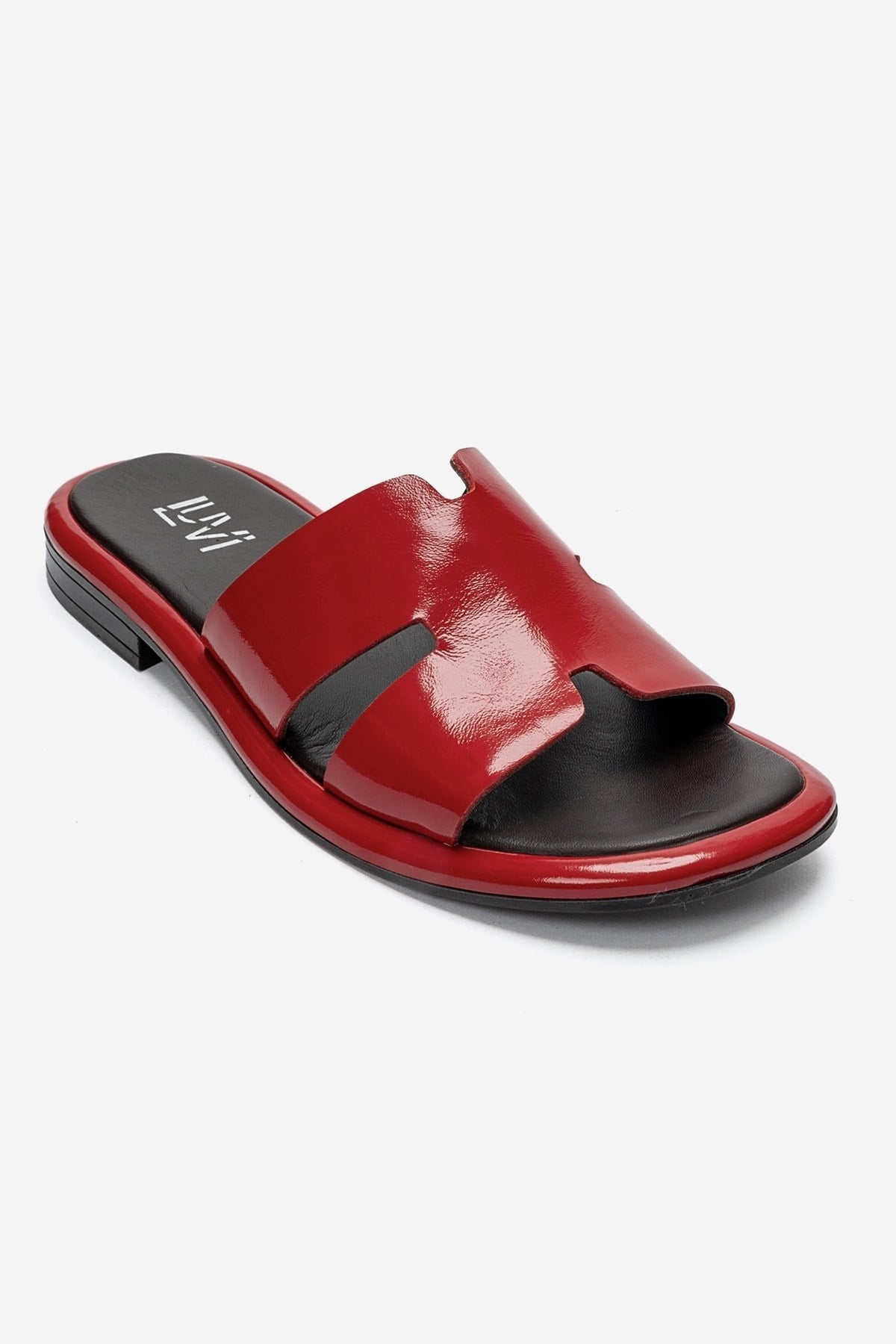 BRIO - Red Patent Genuine Leather Flat Slide (Women)