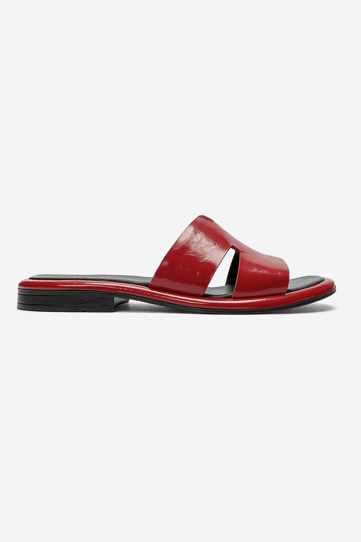 BRIO - Red Patent Genuine Leather Flat Slide (Women)