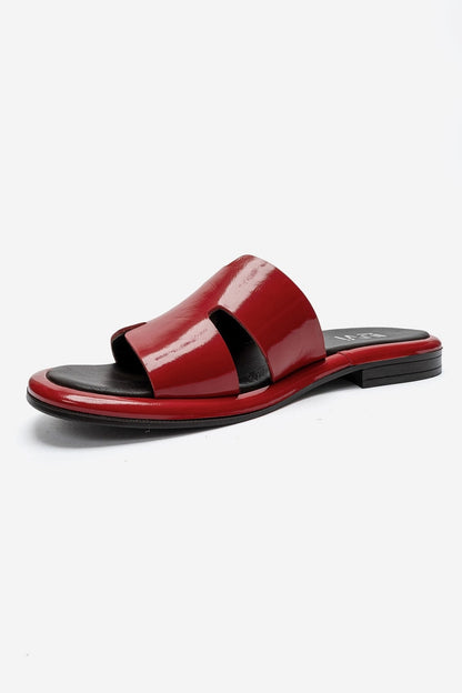 BRIO - Red Patent Genuine Leather Flat Slide (Women)