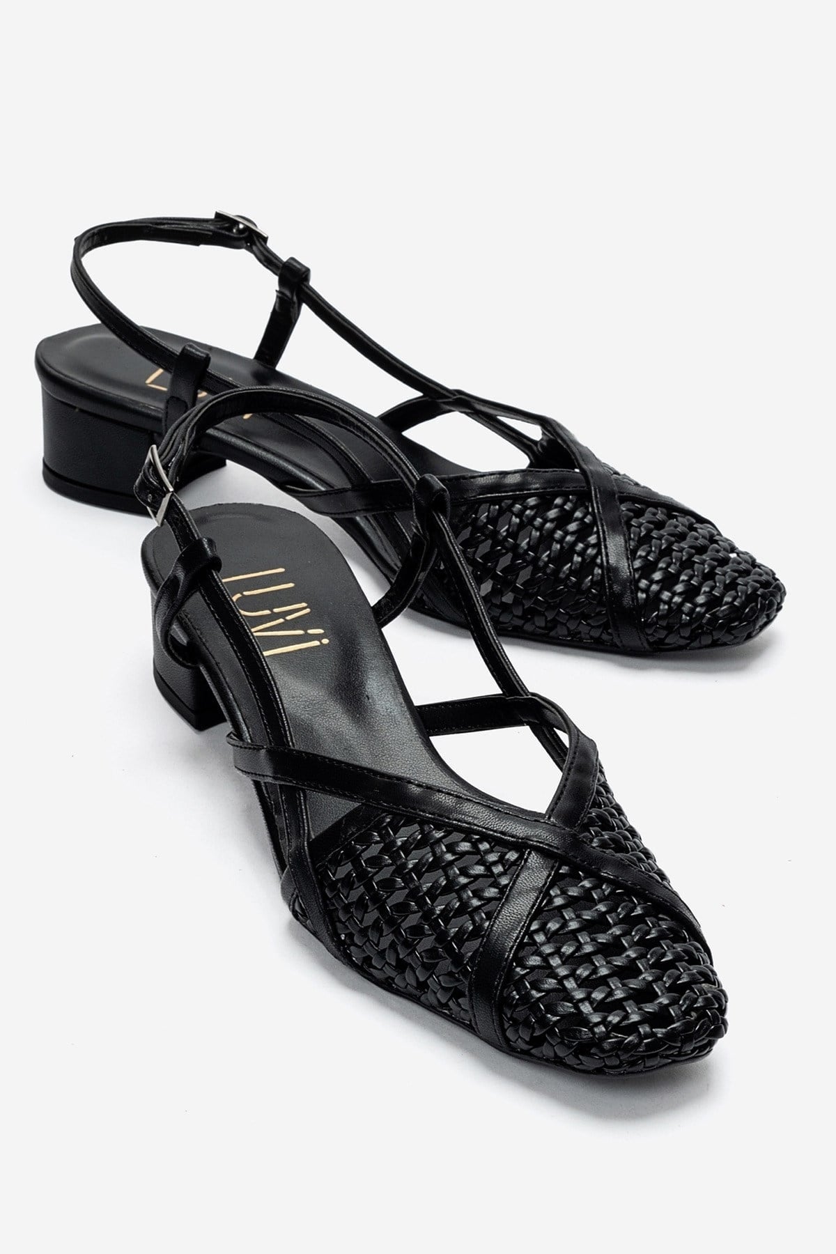 LENVOR - Black Woven Heeled Sandal (Women)
