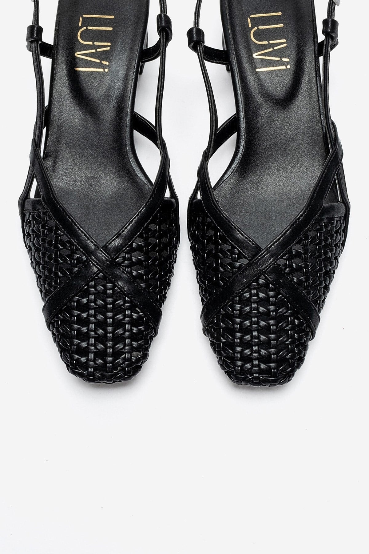 LENVOR - Black Woven Heeled Sandal (Women)