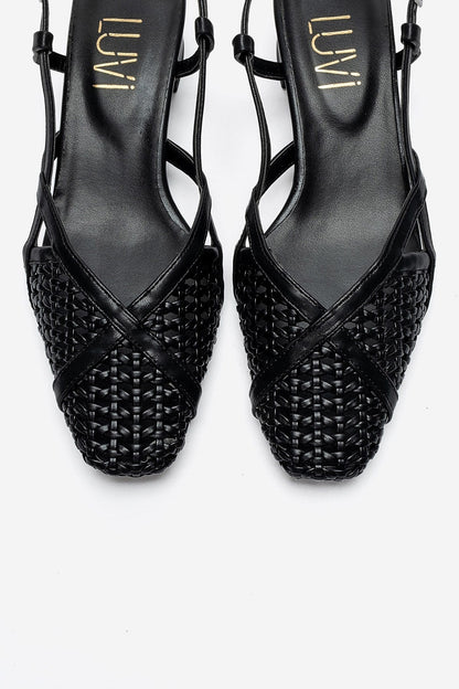 LENVOR - Black Woven Heeled Sandal (Women)