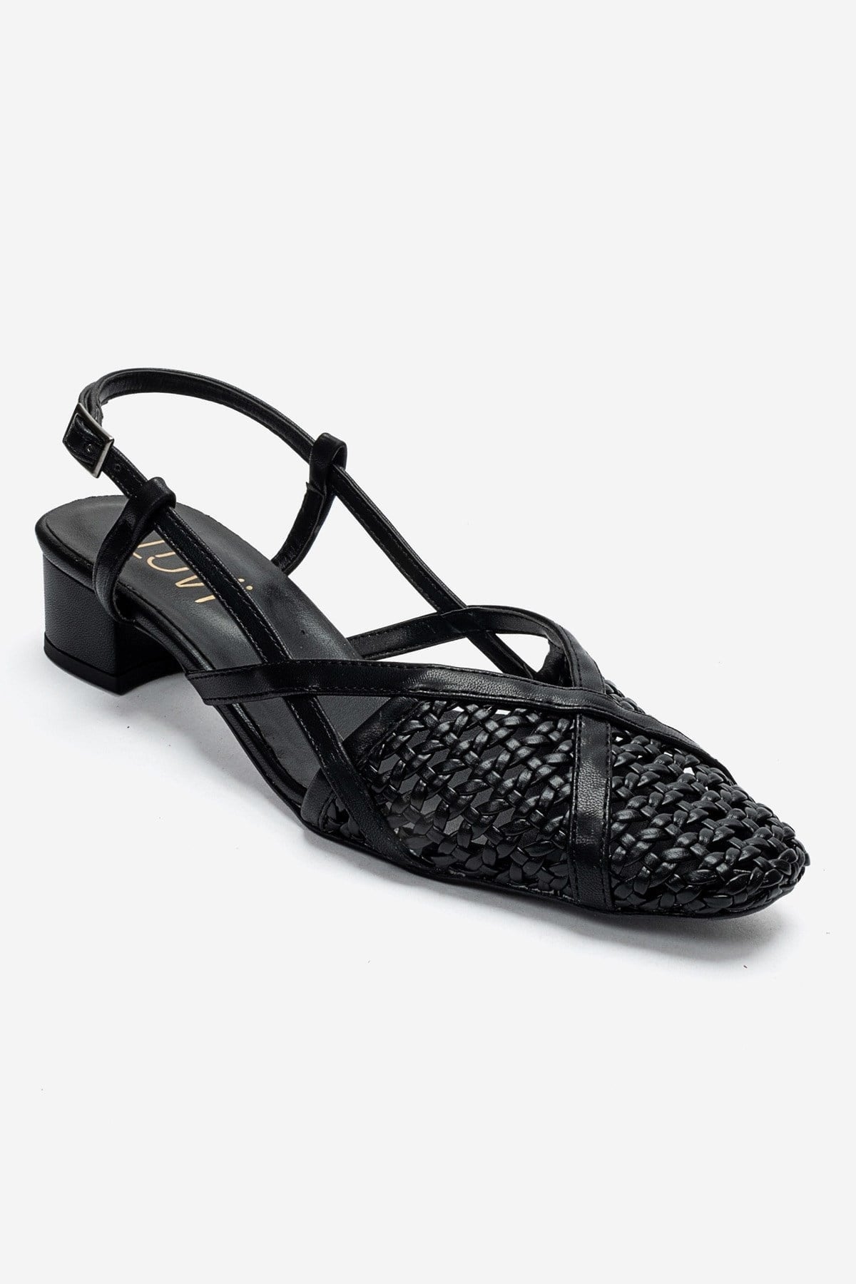 LENVOR - Black Woven Heeled Sandal (Women)