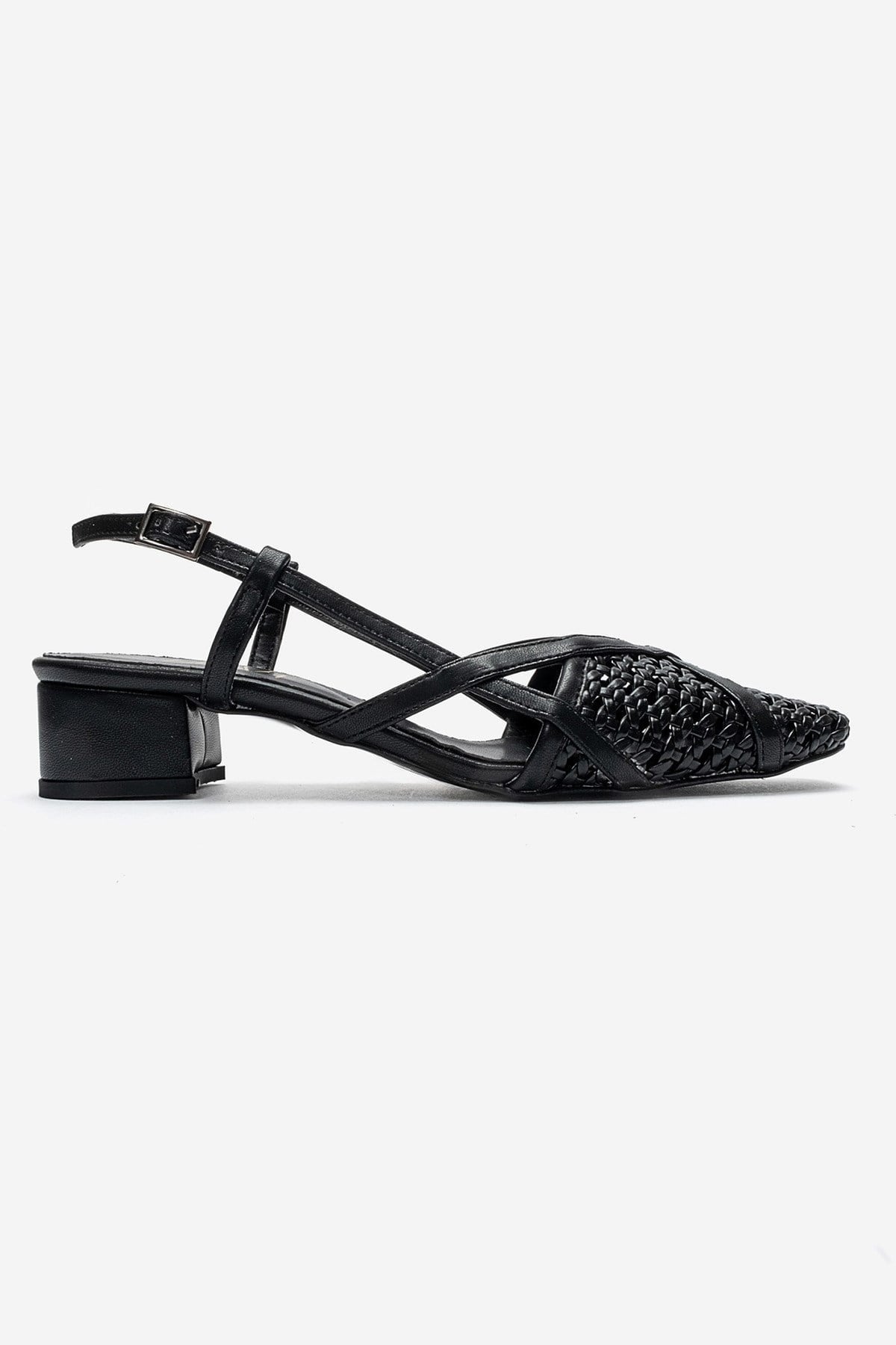 LENVOR - Black Woven Heeled Sandal (Women)