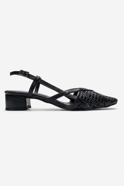 LENVOR - Black Woven Heeled Sandal (Women)