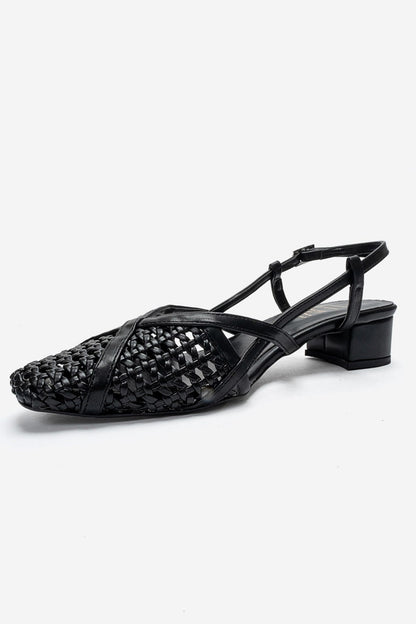 LENVOR - Black Woven Heeled Sandal (Women)