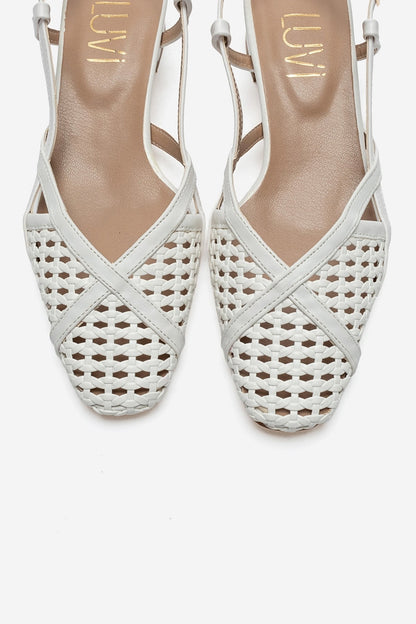 LENVOR - White Woven Heeled Sandal (Women)