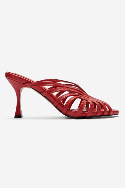 OLIVERA - Red Thin Heeled Slide (Women)