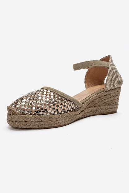 DRELIX - Beige Genuine Leather Wedge Heel Espadrille Sandal (Women)
