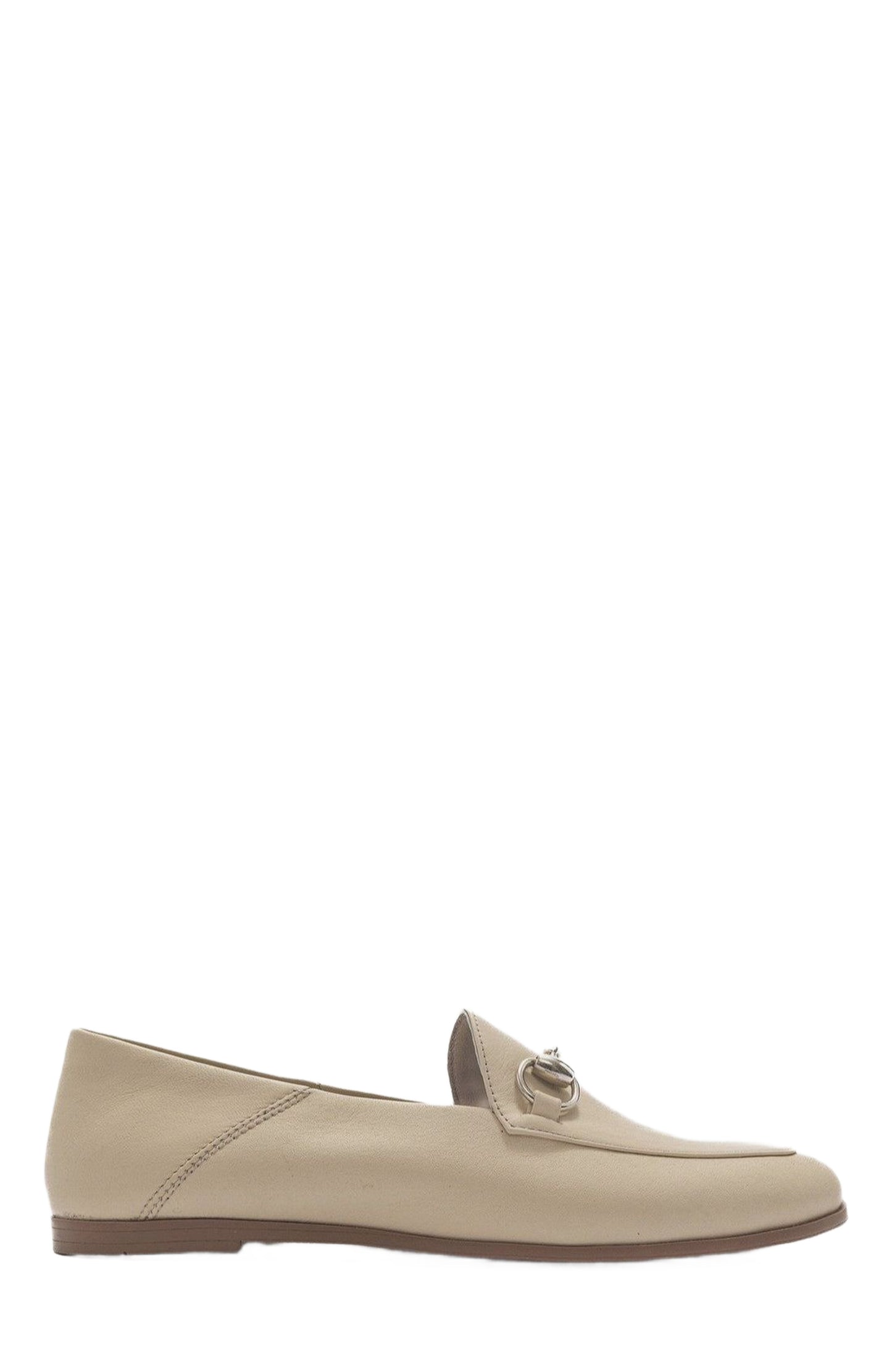 Penny - Beige Leather Horsebit Loafers