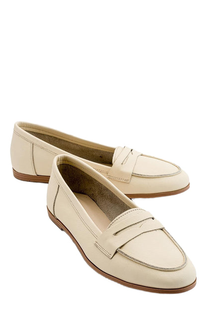 Dorothy - Light Beige Leather Loafers