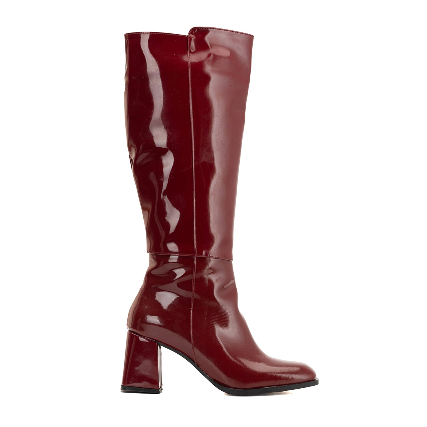 Adele - Burgundy Patent Knee High Boots