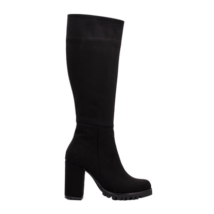 Alize - Black Suede Wide Calf Platform Boots