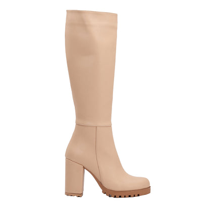 Alize - Cream Wide Calf Platform Boots