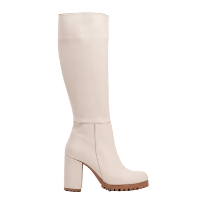 Alize - Beige Wide Calf Platform Boots