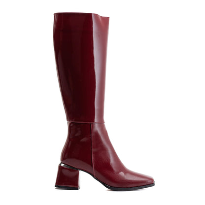 Anelise - Burgundy Patent Knee High Boots