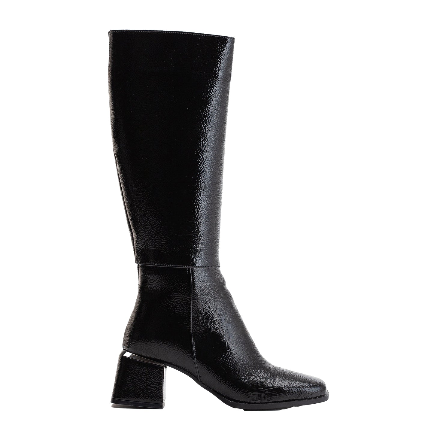 Anelise - Black Patent Knee High Boots