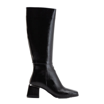 Anelise - Black Patent Knee High Boots