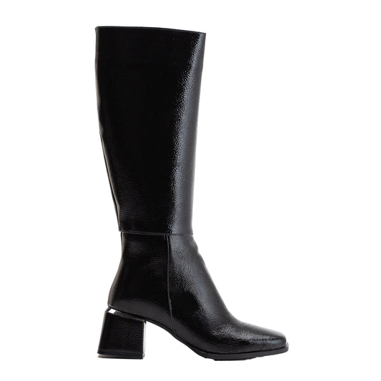 Anelise - Black Patent Knee High Boots