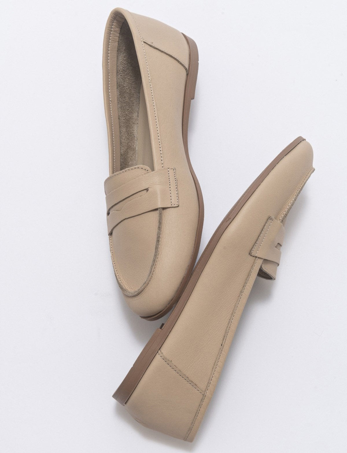 Dorothy - Beige Leather Loafers