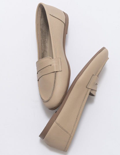 Dorothy - Beige Leather Loafers