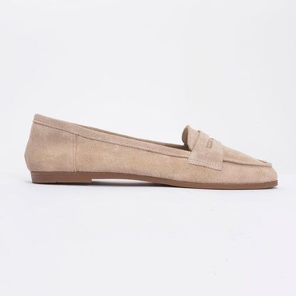 Dorothy - Beige Suede Leather Loafers