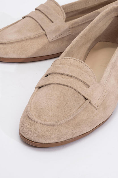 Dorothy - Beige Suede Leather Loafers