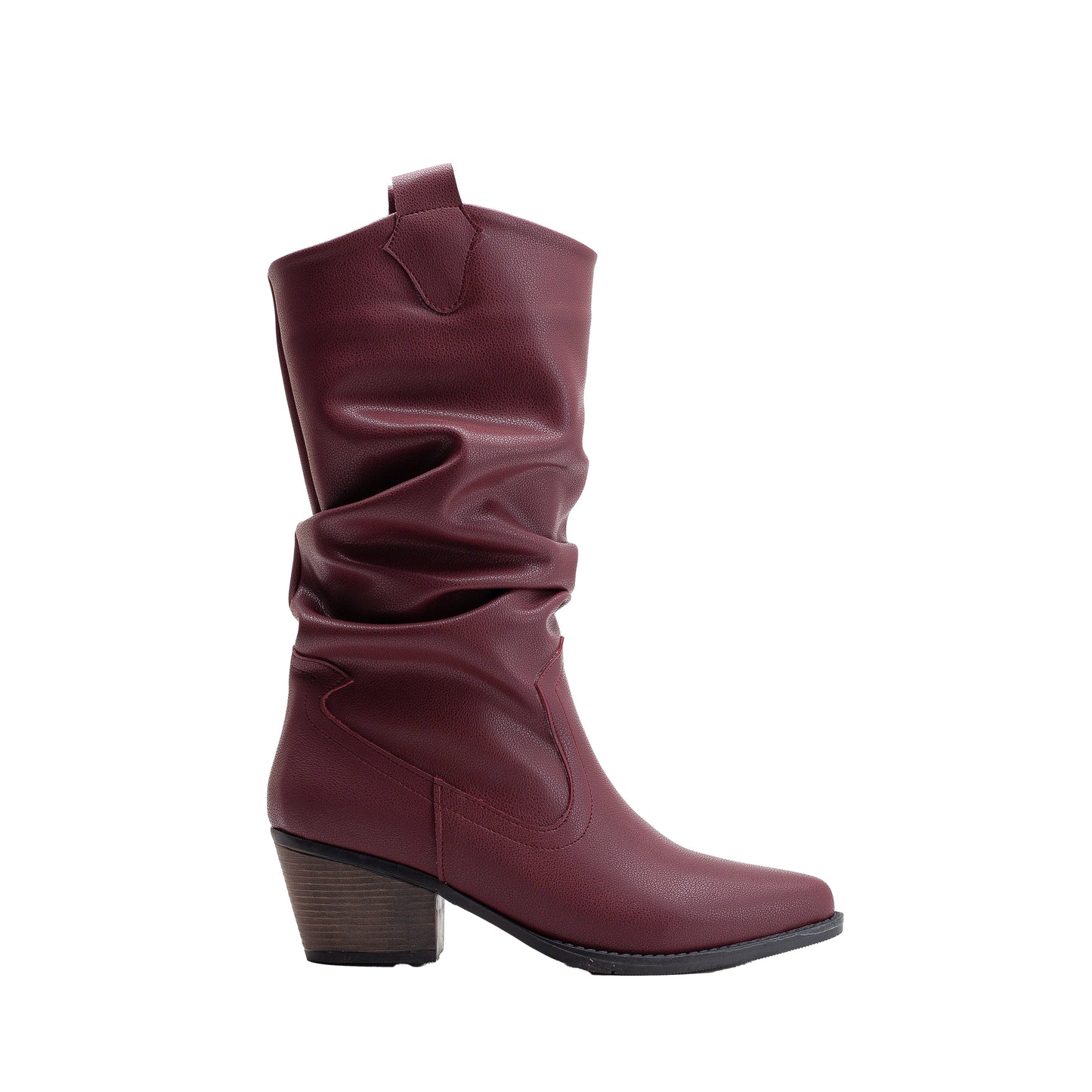 Bonnie - Burgundy Slouch Western Boots
