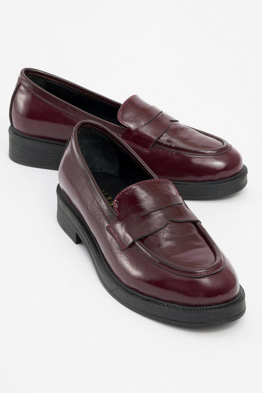 Bree - Burgundy Patent Platform Leather Loafers (Women)