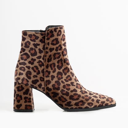 Leia - Leopard Brown Print Ankle Boots