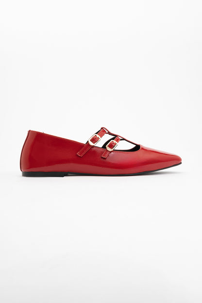 Starling - Red Leather Mary Jane Flats (Women)