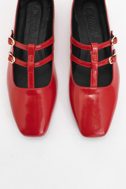 Starling - Red Leather Mary Jane Flats (Women)