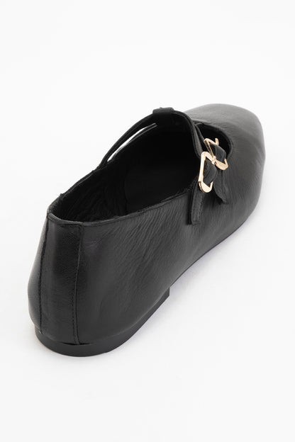 Starling - Black Leather Mary Jane Flats (Women)