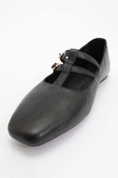 Starling - Black Leather Mary Jane Flats (Women)