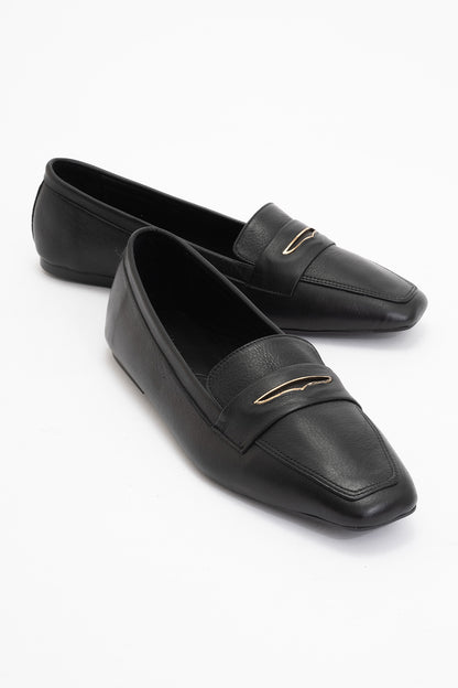 Iridessa - Black Leather Loafers (Women)