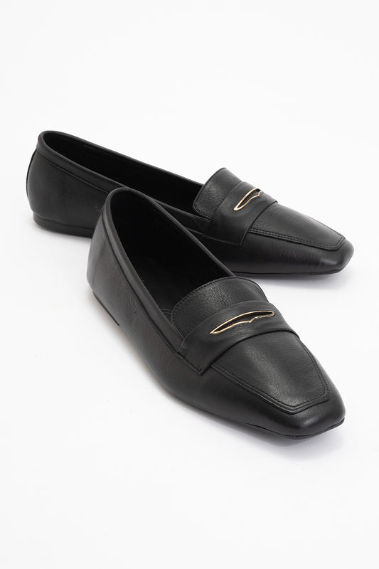 Iridessa - Black Leather Loafers (Women)