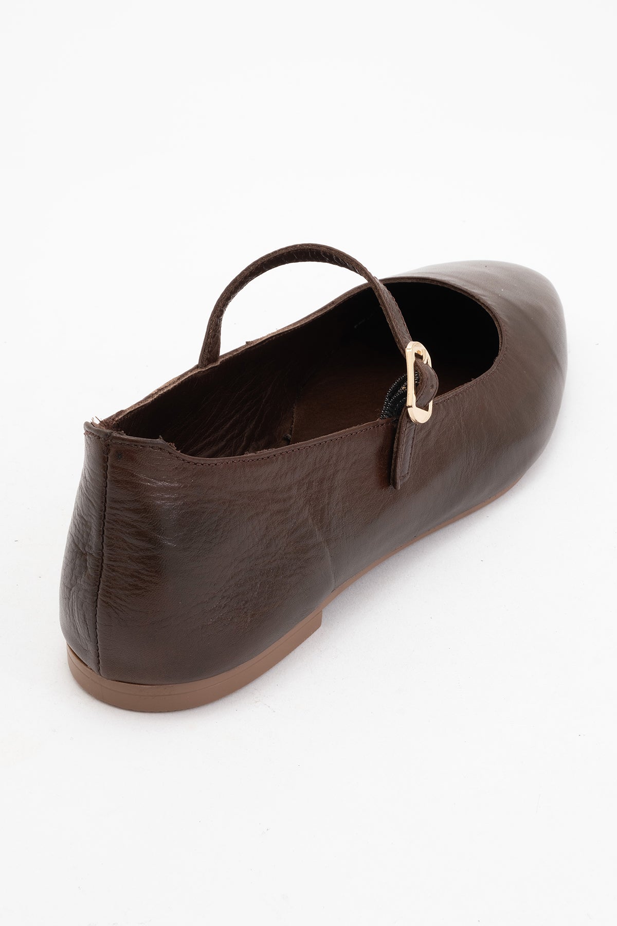 Lara - Brown Leather Mary Jane Flats