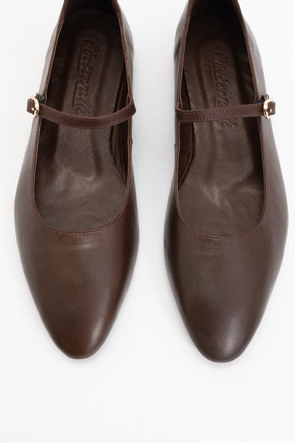 Lara - Brown Leather Mary Jane Flats