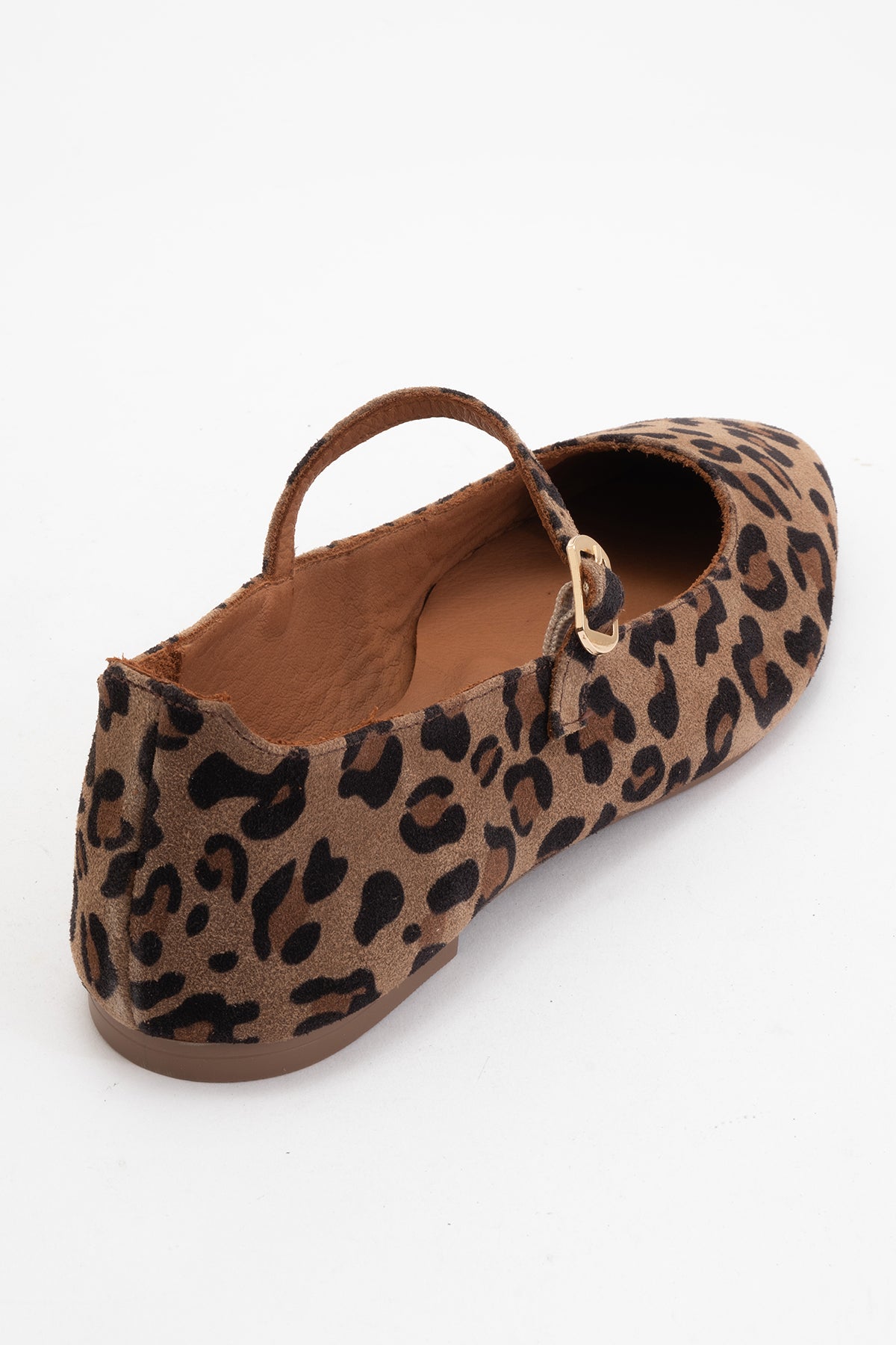 Lara - Leopard Print Suede Leather Mary Jane Flats