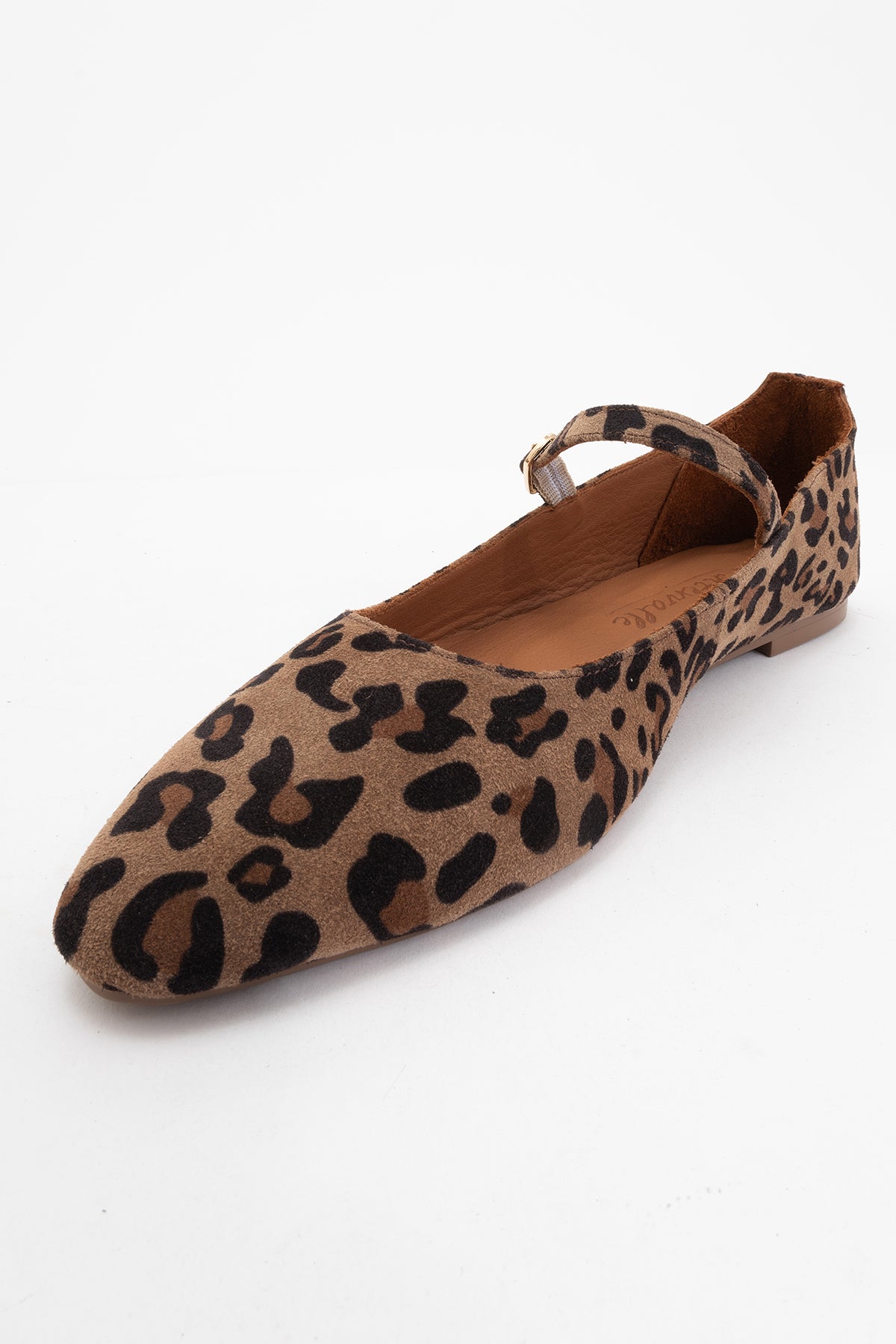Lara - Leopard Print Suede Leather Mary Jane Flats
