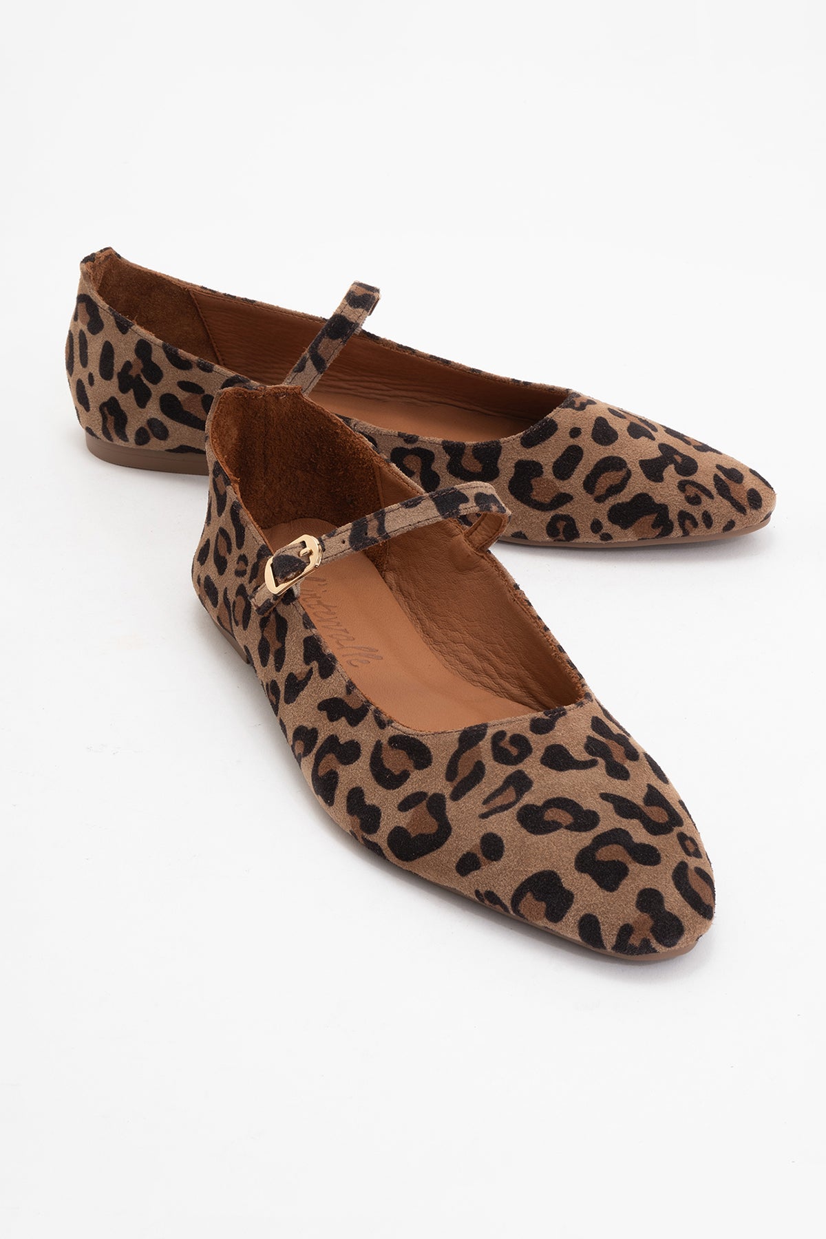Lara - Leopard Print Suede Leather Mary Jane Flats