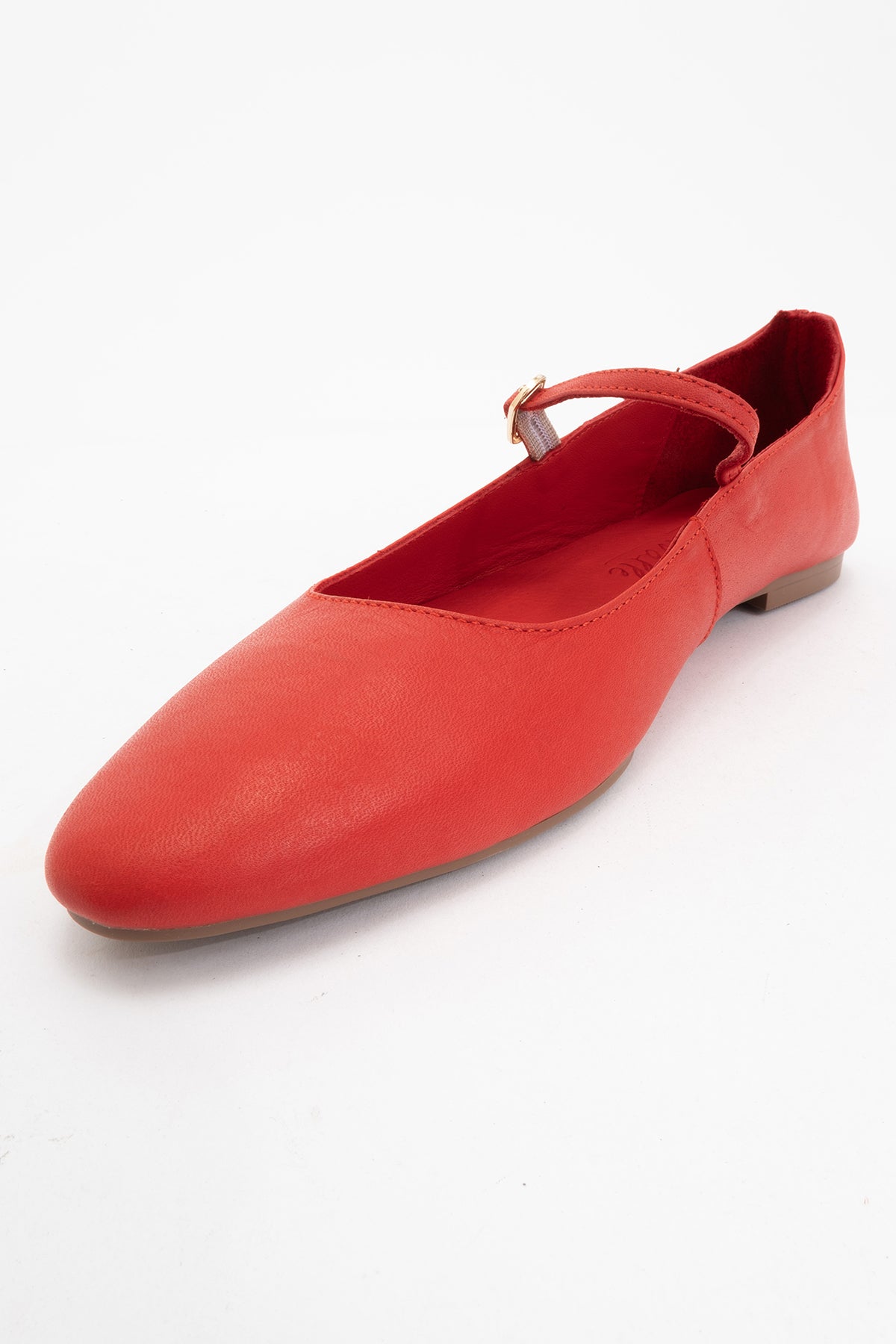Lara - Red Leather Mary Jane Flats