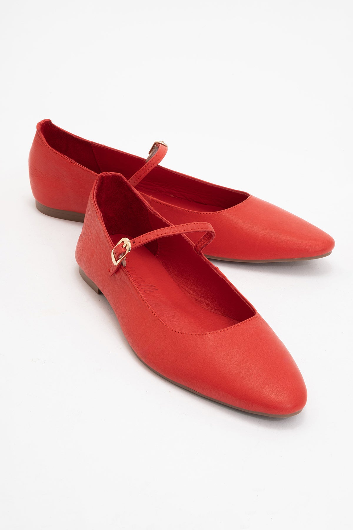 Lara - Red Leather Mary Jane Flats